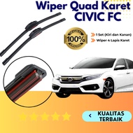Quad Wiper Rubber 4 Rubber Honda Civic FC Frameless Car 1 Set Kiri and Right Without Iron Frame Rubb
