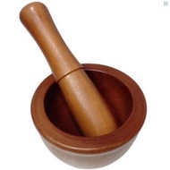 Wooden Mortar and pestle / Lesung Kayu / Wooden Garlic Spice Mixing Grinding Bowl / Wooden Mortar Tumbuk Rempah Somtam