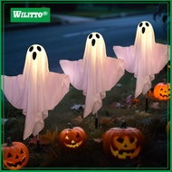 Waterproof Solar Ghost Lights with Playful Face Design LED Ghostly Ground Lamps Outdoor Halloween De