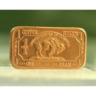 1 gram USA American Buffalo .999 Fine Copper Bullion Bar Cu Element 1g