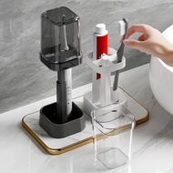 Family Toothbrush Holder Set With Clear Cups Bathroom Toothpaste Organizer T4d6