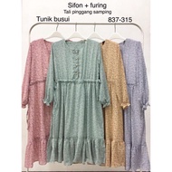 Long Tunik Bahan Sifon Import + Furing (Badan) Motif Bunga Ld 110 Pb 104