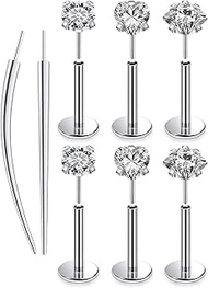 F136 Titanium 20G 18G 16G Nose Rings Studs Threadless Flat Back Earrings Surgical Implant Grade Lip 