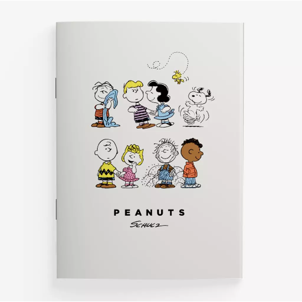 PN1-สมุดปกอ่อนมุงหลังคา A5 : PEANUTS-1D A5 NoteBook (PN1D-NB-A5-OWH) W14.8xH21 cm. Ruled-70g30s