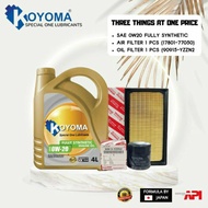 TOYOTA COLLORA CROSS 1.8 , ALTIS ZRE211 2022y OIL FILTER + AIR FILTER + KOYOMA 0W20 FULLY SYNTHETIC 
