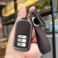 Leather Car Remote Key Case Cover Holder Shell Fob For Honda Vezel City Civic Jazz BRV BR-V HRV Protector Keychain Accessories