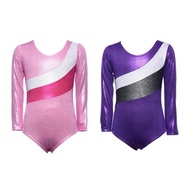 Toddler Girls Long Sleeve Reflective Ballet Gymnastics Performance Leotard