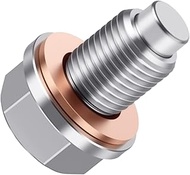M14x1.5 Magnetic Oil Drain Plug - 3DSKY Stainless Steel Sump Drain Nut Bolt with 2 Copper Crush Wash