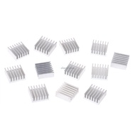 CH*【READY STOCK】 12 Pcs Silver Aluminum Radiator Heatsink Heat Sink Cooling Kit 14x14x6mm