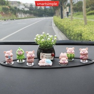 SMARTSIMPLE 7Pcs/Set Cute Car Center Console Ornament Animal Pig Doll Statue Figurine Small Miniatur