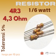 R Resistor 4R3 4.3R Ohm 1/6w 4.3 ohm 4r3ohm 1/6 watt 5%
