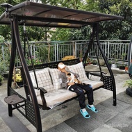 W-8&amp; Outdoor Hanging Chair Swing Rocking Chair Balcony Villa Terrace Antiseptic Wood Rattan Iron Cradle Courtyard Swing