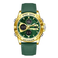 LIGE นาฬิกาข้อมือผู้ชาย FOXBOX หรูหรานาฬิกาแฟชั่นสองเวลา Jam Tangan Digital ปฏิทินกันน้ำนาฬิกากีฬา +