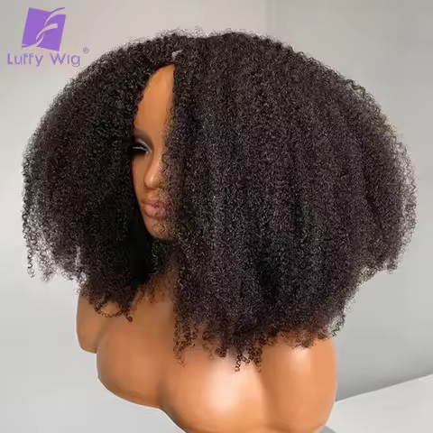 Kinky Curly Afro V Part Wig 200Density Glueless Human Hair No Leave Out Upgrade U Part 4B 4C Water W