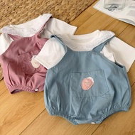 Bib Set for Newborn Baby, Summer Body Chip Made of Cool Toothpick Material with Lovely Ruffled Bear 