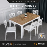 [FREE Shipping] KitchenZ Lala / Mason / Stratton Modern Solid Wood Dining Table Set 4 Seater (4ft/5f
