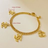 EMAS SUASA ORIGINAL DENGAN SALUTAN EMAS 24K DAN COP 916 BRACELETS GELANG TANGAN CHANNEL GANTUNG