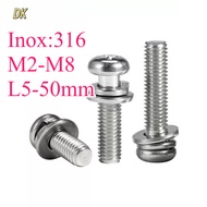 316 Stainless Steel Plate Head Cross Three Combination Bolt M2-M8 * L5-50mm 【DK-C2】