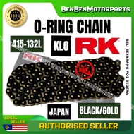100% ORIGINAL RK JAPAN O-RING CHAIN RANTAI 415 132L BLACK / GOLD RACING CHAIN RK FOR LC135 Y15 Y16 R