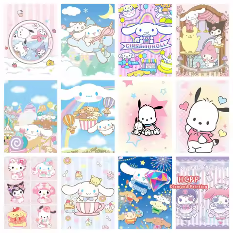 Melody Kawaii Cinnamoroll Diamond Painting Kit Square Round Diamond 5D DIY Pochacco Mosaic Handmade 
