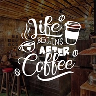 Glass Wall Stickers Cafe Quotes Coffee Coffee Shop Sticker Cutting 2n