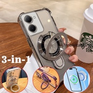 [3 in 1]Case for VIVO Y36 4G y36 5g vivo y27s Y78 Y76 Y77 5G y72 Shockproof  Mirror Stand Anti-Fall 
