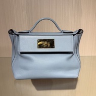 Hermes 愛馬仕 2424mini 金扣 亞麻藍