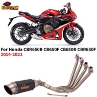 For Honda CB650F CB650R CBR650 CBR650F 2014-2022 Motorcycle Exhaust System Front Mid Link Pipe Escape Moto Carbon Fiber