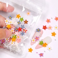 Mixed Colors Flowers With Gold Beads Nail Art Decoration DIY Nails Design