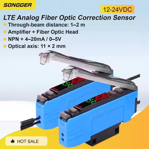 LTE Analog Fiber Optic Correction Sensor 61MV+LTE11 0-5V 4-20mA Through Beam 1m 2m Fiber Head Indust