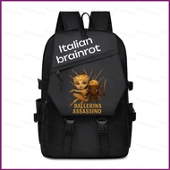 YT2 Italian Brainrot Backpack Large Capacity Lightweight Ballerina Cappuccina Female School Bag YT2