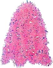 20ft/6m Pink Christmas Tinsel Garland Iridescent Metallic Twisted Hanging Garland with Star for Chistmas Tree Fireplace Home Decoration