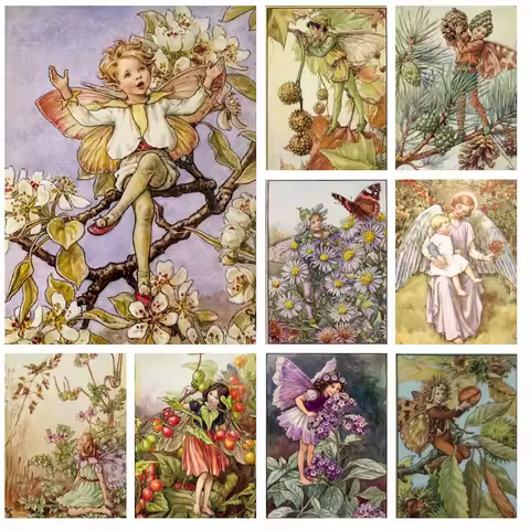 Full Diamond Painting Painter Cicely Mary Barker Artwork Children Flower Fairy Cross Stitch Embroide