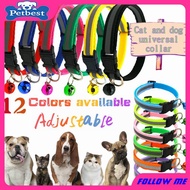 Dog Cat Collar Bell Reflective Sticker Collar Wholesale Reflective Puppy Cat Adjustable Collar Release Buckle Neck Strap Pet Supply