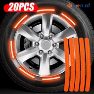 20 Pcs/ Set Portable Car Rim Self Adhesive Waterproof Reflective Strip Sticker/ Automotive Motorbike Wheel Decorative Luminous Warning Decal