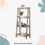 SHIRO Ladder Bookshelf 4 Tier Display Rack Rak Buku Kayu Storage Rack 4 Layer Multipurpose Shelf Cabinet Book Shelf Oak