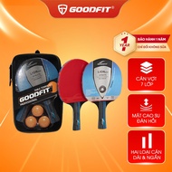 Set of 2 table tennis rackets with 3 genuine GoodFit GF001TS balls, 7-layer blade, elastic foam surf