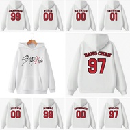 White number baseball hoodie straykids kpop lee know bang chan changebin hyunjin seungmin IN felix h