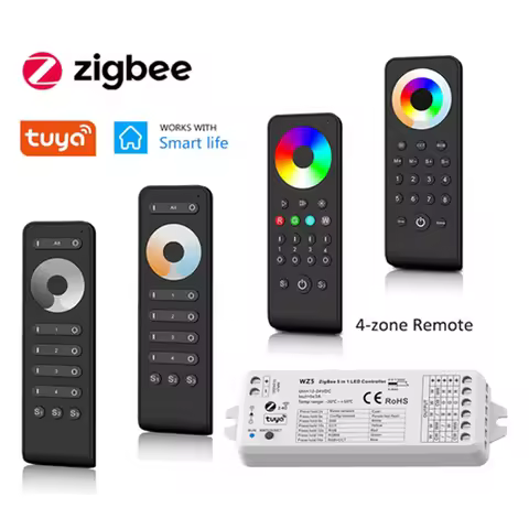 5in1 Tuya Zigbee 3.0 LED Controller Dimmer CCT RGBW RGB+CCT RGBCW Strip 12V 24V 2.4G Remote fr Alexa