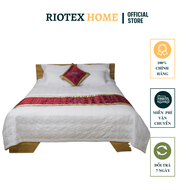 Bộ Ga Gối Mền KHÁCH SẠN 4 Món TRẮNG TRƠN Riotex Gồm 1 Ga Giường + 2 Vỏ Gối 50x70cm + 1 Mền Chần Bông