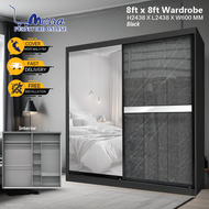 🔥READY STOCK SIAP PASANG🔥MESRA_Almari Baju 8 X 8 - Wardrobe Sliding Door Anti Jump -Almari murah - f