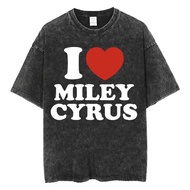 Retro Hannah Montana Washed T-shirt Men and Women Pure Cotton Summer Clothing Fashion Casual Short S