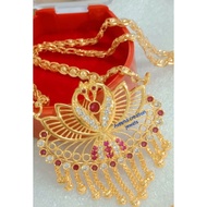 🧿Impon Peacock Pendent with parupu chain "30inch gold plated ( not916) 🚫 bukan emas