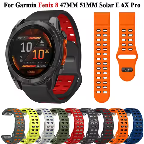 Silicone 22 26mm Strap for Garmin Fenix 8 47MM 51MM 6/6X Pro/5X/7X Band for Instinct 2X/Tactix Delta