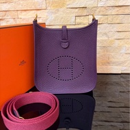 愛馬仕Hermes mini evelyne加侖紫金扣 W刻