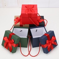 KY🎁Bowknot Christmas Gift Box Matching Handbag Gift Box Christmas Eve Apple Square Small Gift Box EU4Y