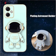 For Redmi Note 12 5G Case For Redmi Note 12 Pro Plus  Plating Astronaut Space Stand Holder Cover For Redmi Note 11E Pro Note12ProPlus Candy Color Soft Silicone Case