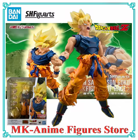 Original Bandai Dragon Ball Z Anime S.H.Figuarts SUPER SAIYAN SON GOKU FIGHTER OF RAGE SHF Action Fi