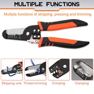 185mm Multifunctional Wire Stripper Pulling Stripping Crimping Pliers Wire Stripper Multi Functional Ring Crimpper Electrician Peeling Network Cable Stripper Tools