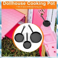 [W F S B] 1/12 Scale 3pcs Dollhouse Miniature Metal Frying Pans Cooking Pot Cookware Kitchen Accesso